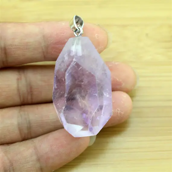 19-25mmx32-38mm Large Amethyst Faceted Pendant, Semi-precious Gemstone, Quartz Pendant Charm,amethyst Jewelry,necklace Charms Supplies-hnp03