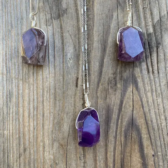 Chakra Jewelry /amethyst / Amethyst Pendant / Amethyst Necklace / Amethyst Nugget / Reiki Jewelry / Healing Stone / Sterling Silver