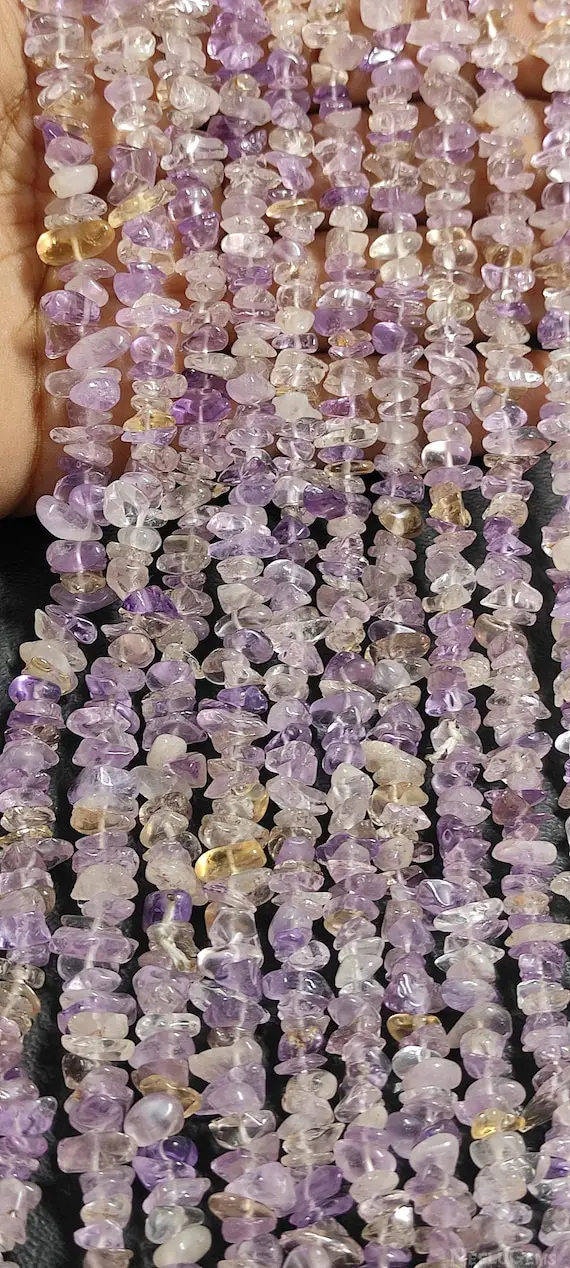 Natural Ametrine Raw Uncut Chips Gemstone Beads Strand,ametrine Raw Rough Uncut Beads,34"inches Ametrine Chip Beads For Handmade Jewelry