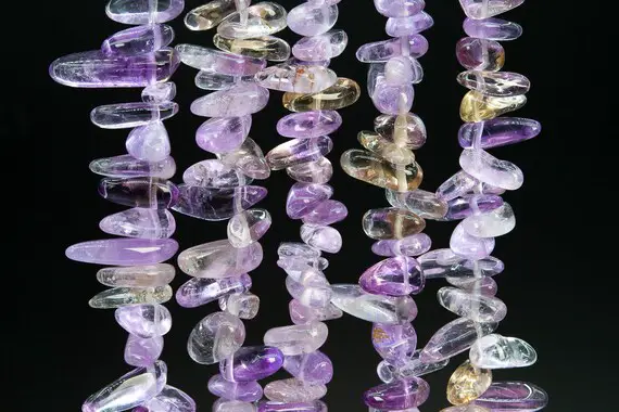 Genuine Natural Ametrine Gemstone Beads 12-24x3-5mm Purple Yellow Stick Pebble Chip Aaa Quality Loose Beads (111231)