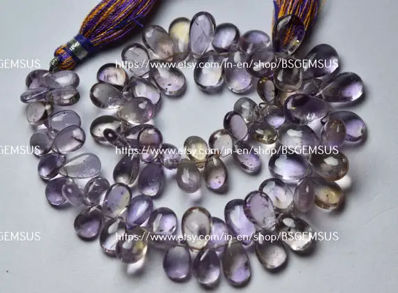 8 Inches Strand, Natural Ametrine Smooth Pear Shape Briolette Size 9-12mm