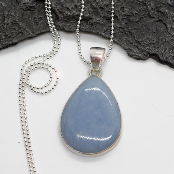 Nothing But Blue Skies -  Beautiful Angelite Sterling Silver Necklace