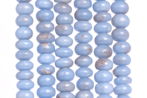 Genuine Natural Angelite Gemstone Beads 8x5mm Blue Rondelle A Quality Loose Beads (108666)