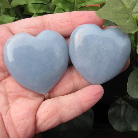 Angelite - Heart - Angelite Crystal - Angelite Stone - Blue Heart - Gemstone Heart - Metaphysical Stone -healing Stone -psychic Stone -45 Mm