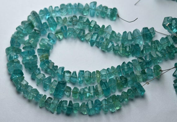 7 Inch Strand,natural Blue Green Apatite Faceted Fancy Nuggets  Shape Size 7-6mm