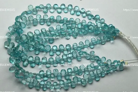 7 Inches Strand,natural Sky Blue Apatite Smooth Pear Shaped Briolette 5-7mm