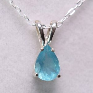 Shop Apatite Pendants! Apatite Pendant, Genuine Gemstone 7x5mm Pear Shaped Faceted .70ct, Set in 925 Sterling Silver Pendant With 18inch Chain Included | Natural genuine Apatite pendants. Buy crystal jewelry, handmade handcrafted artisan jewelry for women.  Unique handmade gift ideas. #jewelry #beadedpendants #beadedjewelry #gift #shopping #handmadejewelry #fashion #style #product #pendants #affiliate #ad