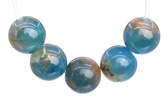 Genuine Natural Apatite Gemstone Beads 5mm Light Blue Round A Quality Loose Beads (103135)