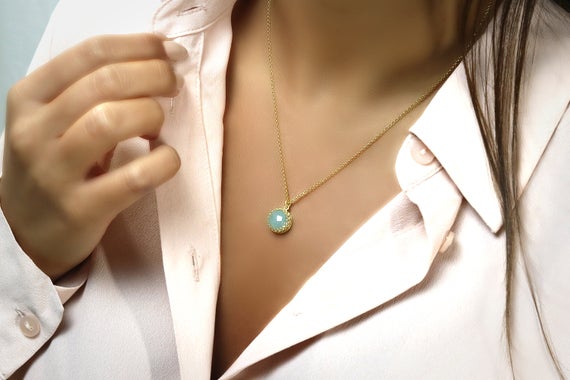 Aquamarine Necklace · Rough Aquamarine Pendant · Birthstone Necklace · Custom Necklace · Necklace Gift For Her
