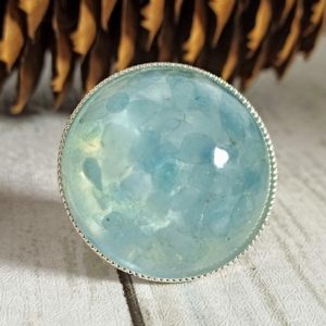 Shop Aquamarine Rings! AQUAMARINE RING in Sterling Silver Setting Blue Solitaire Luxurious Statement Cocktail Ring March Birthstone Confidence Stone | Natural genuine Aquamarine rings, simple unique handcrafted gemstone rings. #rings #jewelry #shopping #gift #handmade #fashion #style #affiliate #ad
