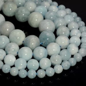 Genuine Aquamarine Gemstone Grade AAA 5mm 6mm 7mm 8mm 9mm 10mm 12mm 14mm Round Loose Beads Full Strand (A241) | Natural genuine round Aquamarine beads for beading and jewelry making.  #jewelry #beads #beadedjewelry #diyjewelry #jewelrymaking #beadstore #beading #affiliate #ad