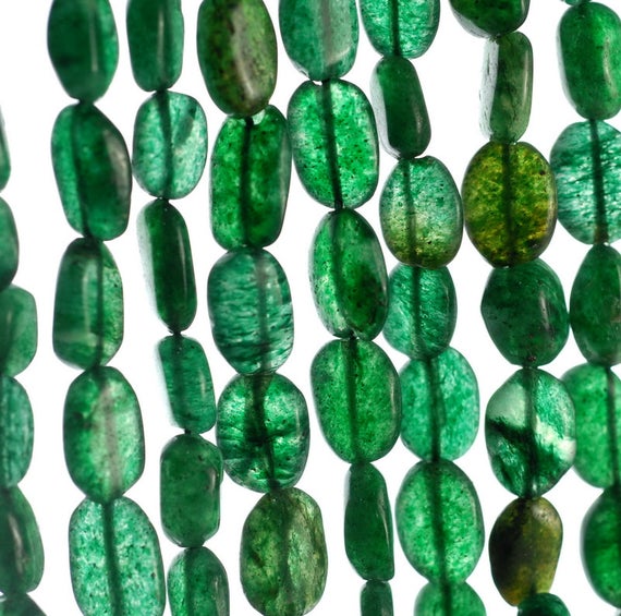 8x7-12x7mm Green Moss Aventurine Gemstone Green Pebble Nugget Loose Beads 15 Inch Full Strand (90185164-892)