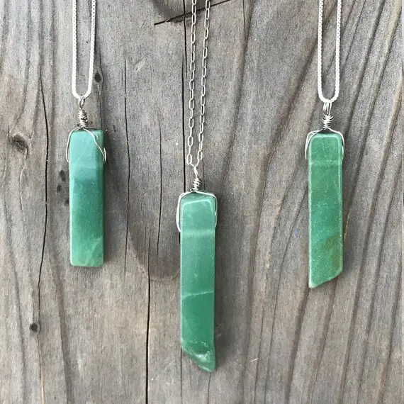 Aventurine; Aventurine Pendant; Aventurine Necklace; Aventurine Crystal; Aventurine Jewelry; Green Aventurine; Sterling Silver