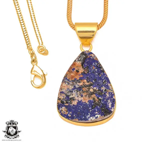 Azurite Malachite Druzy Pendant Necklaces & Free 3mm Italian 925 Sterling Silver Chain Gph378