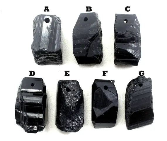 Natural Black Tourmaline Gemstone, Unique Pieces Uneven Shape Raw, Size 17x33-20x36 Mm Making Black Tourmaline Pendant Wholesale Price