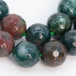 Shop Bloodstone Faceted Beads! Genuine Natural Blood Stone Gemstone Beads 8MM Dark Green Micro Faceted Round AAA Quality Loose Beads (103916) | Natural genuine faceted Bloodstone beads for beading and jewelry making.  #jewelry #beads #beadedjewelry #diyjewelry #jewelrymaking #beadstore #beading #affiliate #ad