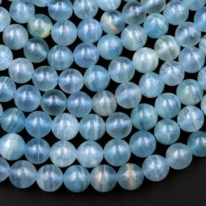 Shop Blue Calcite Beads! Natural Argentina Lemurian Aquatine Blue Calcite Smooth Round Beads 6mm 7mm 8mm 10mm 12mm Gemstone 15.5" Strand | Natural genuine round Blue Calcite beads for beading and jewelry making.  #jewelry #beads #beadedjewelry #diyjewelry #jewelrymaking #beadstore #beading #affiliate #ad