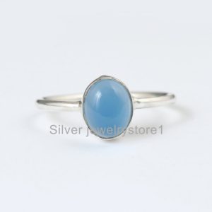 Shop Blue Chalcedony Rings! Blue Chalcedony Ring, 925 Sterling Silver, Chalcedony Oval Gemstone Ring, Silver Ring, Women Ring, Boho Jewellery, Gift Ideas | Natural genuine Blue Chalcedony rings, simple unique handcrafted gemstone rings. #rings #jewelry #shopping #gift #handmade #fashion #style #affiliate #ad