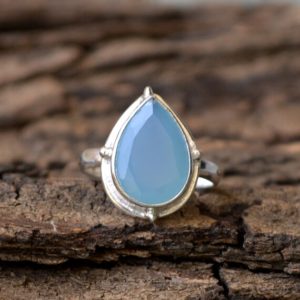 Shop Blue Chalcedony Rings! Natural Blue Chalcedony Gemstone Ring, Birthstone Ring, Chalcedony Ring, Designer Blue Ring, Artisan Ring, 925 Sterling Silver Ring Jewelry | Natural genuine Blue Chalcedony rings, simple unique handcrafted gemstone rings. #rings #jewelry #shopping #gift #handmade #fashion #style #affiliate #ad