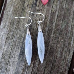 Clearance sale! Unique blue lace agate earrings.  Available in silver only | Natural genuine Blue Lace Agate earrings. Buy crystal jewelry, handmade handcrafted artisan jewelry for women.  Unique handmade gift ideas. #jewelry #beadedearrings #beadedjewelry #gift #shopping #handmadejewelry #fashion #style #product #earrings #affiliate #ad