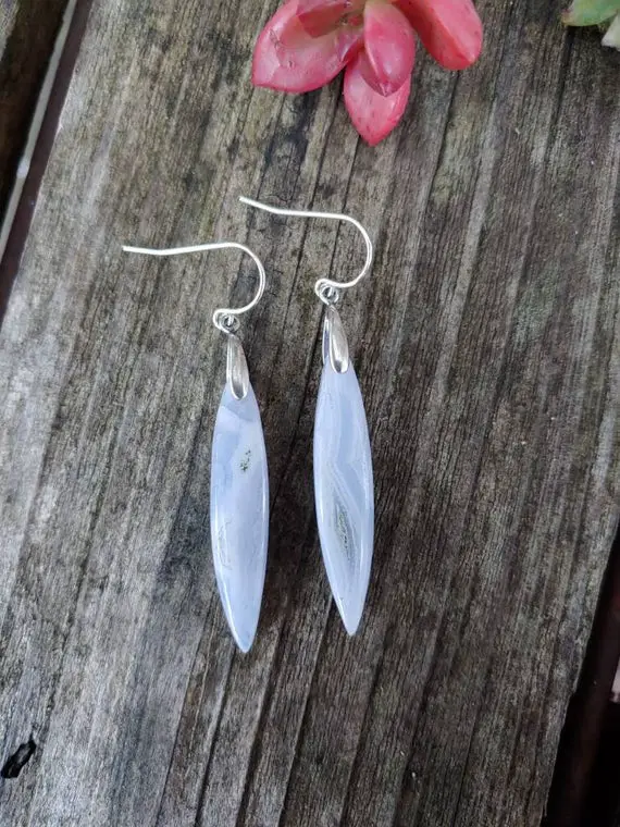 Clearance Sale! Unique Blue Lace Agate Earrings.  Available In Silver Only