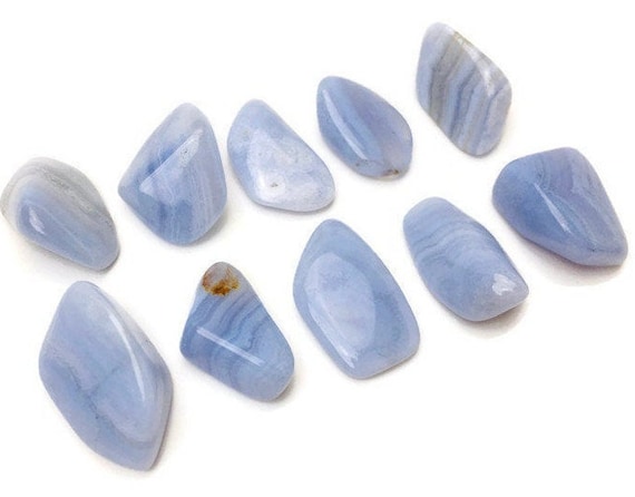 Blue Lace Agate Crystal (1) Tumbled Blue Lace Agate Stone, Natural Lace Agate Polished Gemstone