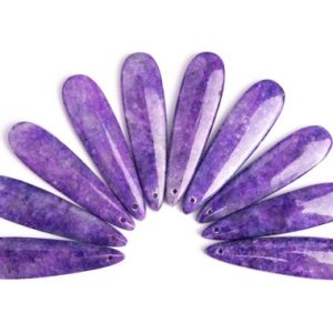 Shop Calcite Pendants! 2 Pcs – 46x12x4MM Purple Calcite Pendant Teardrop Flat Back Drilled Cabochon (116867) | Natural genuine Calcite pendants. Buy crystal jewelry, handmade handcrafted artisan jewelry for women.  Unique handmade gift ideas. #jewelry #beadedpendants #beadedjewelry #gift #shopping #handmadejewelry #fashion #style #product #pendants #affiliate #ad