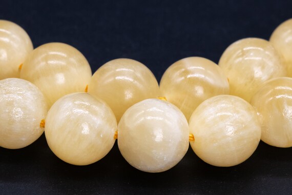 Genuine Natural Calcite Gemstone Beads 12mm Honey Yellow Round Aa Quality Loose Beads (116700)