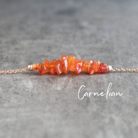 Carnelian Necklace, Crystal Necklaces For Women In Gold, Sterling Silver & Rose Gold, Gift For Her