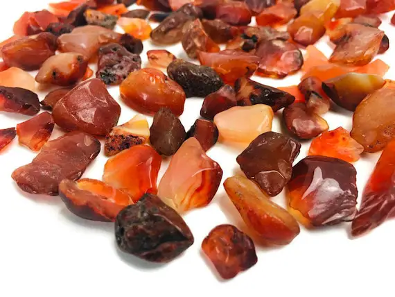 Carnelian Crystal Lot (100g) Xs Carnelian Semi -tumbled Rough Chips White Red Orange Stone Bulk Crystals Semi Polished Gravel