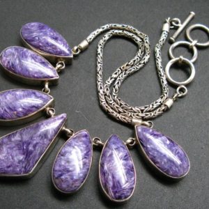 Shop Charoite Necklaces! Lilac Stone!!!  Stunning Silky Charoite AAA Quality Sterling Silver Necklace From Russia | Natural genuine Charoite necklaces. Buy crystal jewelry, handmade handcrafted artisan jewelry for women.  Unique handmade gift ideas. #jewelry #beadednecklaces #beadedjewelry #gift #shopping #handmadejewelry #fashion #style #product #necklaces #affiliate #ad