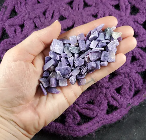 50g Charoite Tiny Chips Tumbled Polished Small Pieces Crystal Purple Stones Crystals Russian 50 Grams Bulk