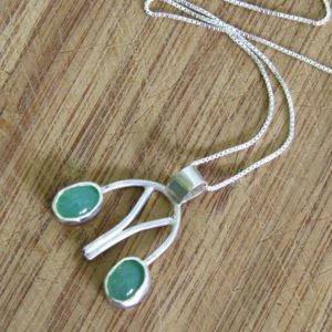 Shop Chrysoprase Pendants! Natural Green Chrysoprase Duo Modern Gemini Pendant in Solid Sterling Silver , No Chain | Natural genuine Chrysoprase pendants. Buy crystal jewelry, handmade handcrafted artisan jewelry for women.  Unique handmade gift ideas. #jewelry #beadedpendants #beadedjewelry #gift #shopping #handmadejewelry #fashion #style #product #pendants #affiliate #ad