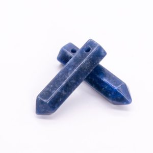 Shop Dumortierite Bead Shapes! 2 Pcs 31x8MM Deep Blue Dumortierite Beads Healing Hexagonal Pointed Grade AAA Genuine Natural Gemstone Bulk Lot Options (116716-3588) | Natural genuine other-shape Dumortierite beads for beading and jewelry making.  #jewelry #beads #beadedjewelry #diyjewelry #jewelrymaking #beadstore #beading #affiliate #ad