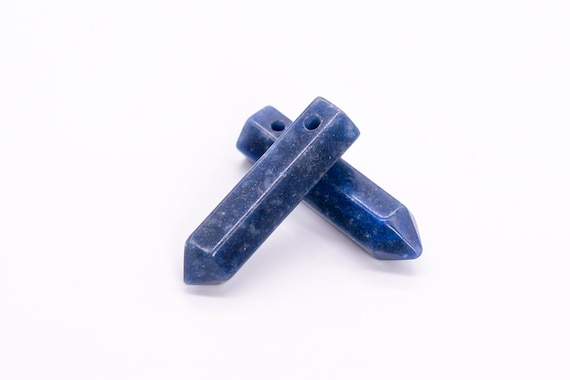 2 Pcs 31x8mm Deep Blue Dumortierite Beads Healing Hexagonal Pointed Grade Aaa Genuine Natural Gemstone Bulk Lot Options (116716-3588)