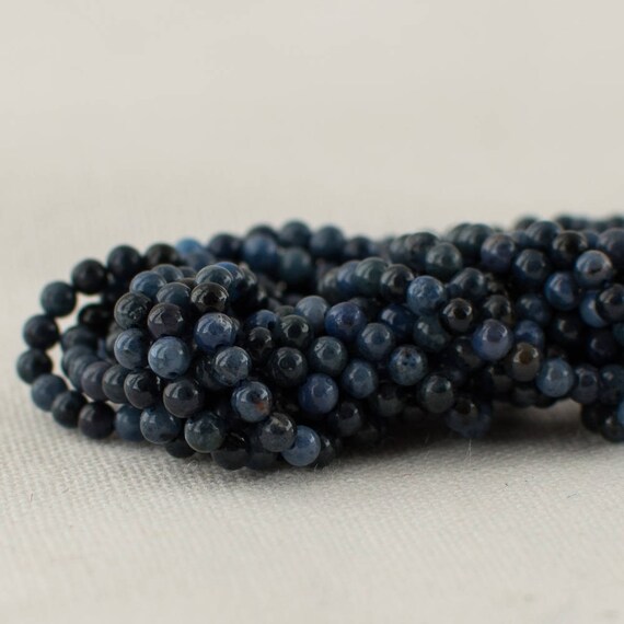 Natural Dumortierite (blue) Semi-precious Gemstone Round Beads - 2mm - 15" Strand