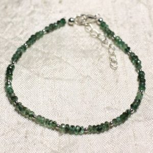 Shop Emerald Bracelets! Bracelet 925 sterling silver and stone – faceted rondelles 3mm Zambian Emerald | Natural genuine Emerald bracelets. Buy crystal jewelry, handmade handcrafted artisan jewelry for women.  Unique handmade gift ideas. #jewelry #beadedbracelets #beadedjewelry #gift #shopping #handmadejewelry #fashion #style #product #bracelets #affiliate #ad