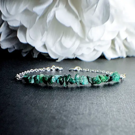Raw Emerald Bracelet Taurus Crystal Birthstone Heart Chakra Bracelets For Women