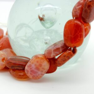 Natural Red Fire Agate Polished Smooth Flat Rectangle Gemstone Beads - Pg188