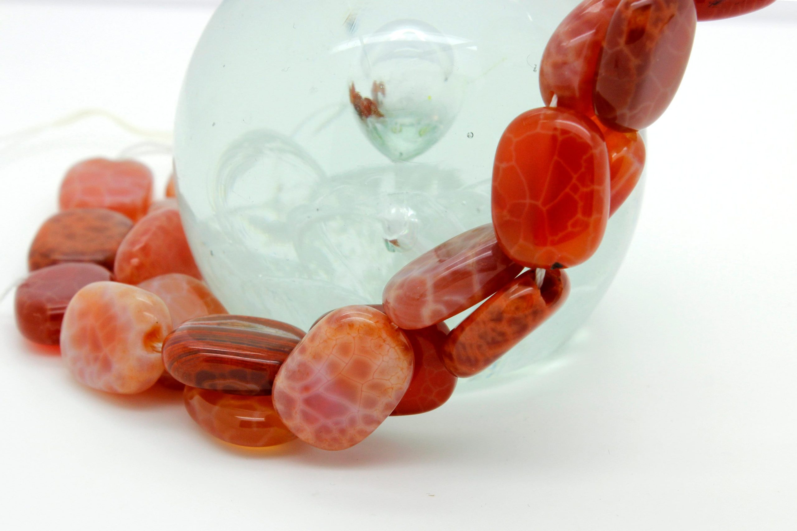 Natural Red Fire Agate Polished Smooth Flat Rectangle Gemstone Beads - Pg188