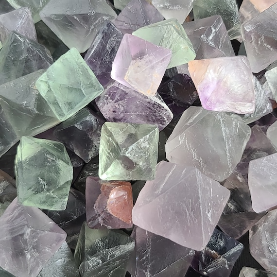 Raw Fluorite Octahedrons, Small To Large Rough Crystals For Jewelry Making, Decor Or Crystal Grids
