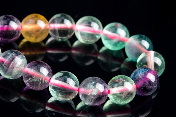 7-8mm Multicolor Fluorite Beads Grade Aa+ Genuine Natural Gemstone Round Loose Beads 14" / 7" Bulk Lot Options (117052)
