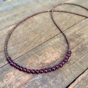 Minimalist Garnet Necklace, Layering Necklace, Holiday Gift for Her, Garnet Choker Necklace, January Birthstone Jewelry, Beaded Necklace | Natural genuine Array jewelry. Buy crystal jewelry, handmade handcrafted artisan jewelry for women.  Unique handmade gift ideas. #jewelry #beadedjewelry #beadedjewelry #gift #shopping #handmadejewelry #fashion #style #product #jewelry #affiliate #ad