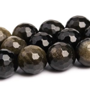 Shop Golden Obsidian Beads! Golden Obsidian Beads Grade AAA Genuine Natural Gemstone Micro Faceted Round Loose Beads 6MM 8MM 10MM Bulk Lot Options | Natural genuine faceted Golden Obsidian beads for beading and jewelry making.  #jewelry #beads #beadedjewelry #diyjewelry #jewelrymaking #beadstore #beading #affiliate #ad