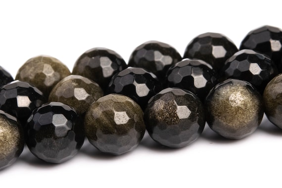Golden Obsidian Beads Grade Aaa Genuine Natural Gemstone Micro Faceted Round Loose Beads 5-6mm 7-8mm 9mm 11mm Bulk Lot Options