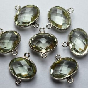Shop Green Amethyst Beads! 925 Sterling Silver,Natural Green Amethyst Faceted Oval Shape Connector,5 Piece Of  17mm App. | Natural genuine faceted Green Amethyst beads for beading and jewelry making.  #jewelry #beads #beadedjewelry #diyjewelry #jewelrymaking #beadstore #beading #affiliate #ad