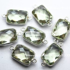 Shop Green Amethyst Beads! 925 Sterling Silver, Natural Green Amethyst Faceted Rectangle Shape Connector,2 Piece Of  21mm App. | Natural genuine faceted Green Amethyst beads for beading and jewelry making.  #jewelry #beads #beadedjewelry #diyjewelry #jewelrymaking #beadstore #beading #affiliate #ad