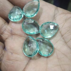 Shop Green Amethyst Beads! 30 Pcs, Rose Cut Green Amethyst Hydro Quartz Faceted Pear Shape Briolettes,Size 14X18mm | Natural genuine other-shape Green Amethyst beads for beading and jewelry making.  #jewelry #beads #beadedjewelry #diyjewelry #jewelrymaking #beadstore #beading #affiliate #ad