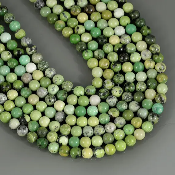 Green Serpentine Beads Strand / Smooth Round Serpentine Gemstone Strand, Stone Serpentine Natural Green Serpentine Gems,