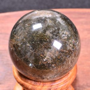 natural DARK green tourmaline and black and yellow tourmaline crystal sphere.phantom crystal balls,rutilated quarzt sphere,strong energy36mm | Natural genuine stones & crystals in various shapes & sizes. Buy raw cut, tumbled, or polished gemstones for making jewelry or crystal healing energy vibration raising reiki stones. #crystals #gemstones #crystalhealing #crystalsandgemstones #energyhealing #affiliate #ad